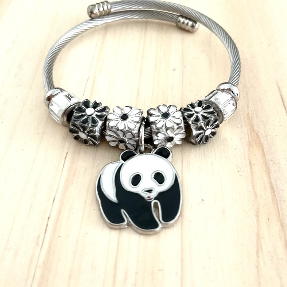 Lateefah panda twisted cable bracelet adjustable stacking womens teens jewelry - Picture 5 of 6
